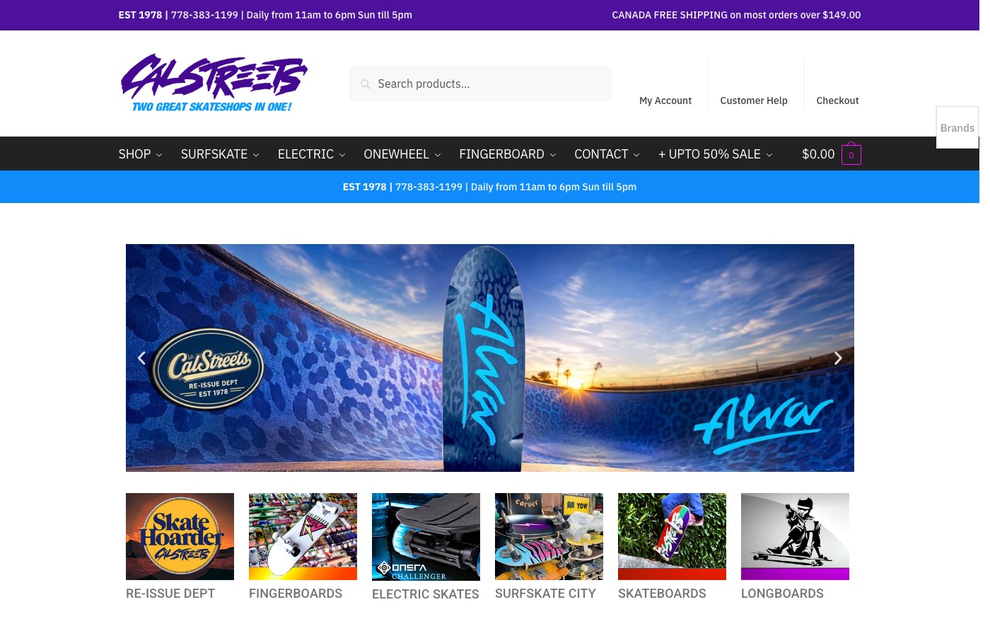 Captura limpia de la home oficial de CalStreets BoarderLabs