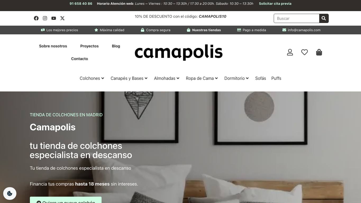 Captura de pantalla de la home de Camapolis