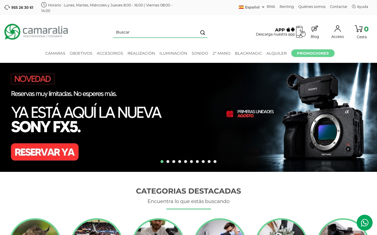 Página de inicio oficial de Camaralia
