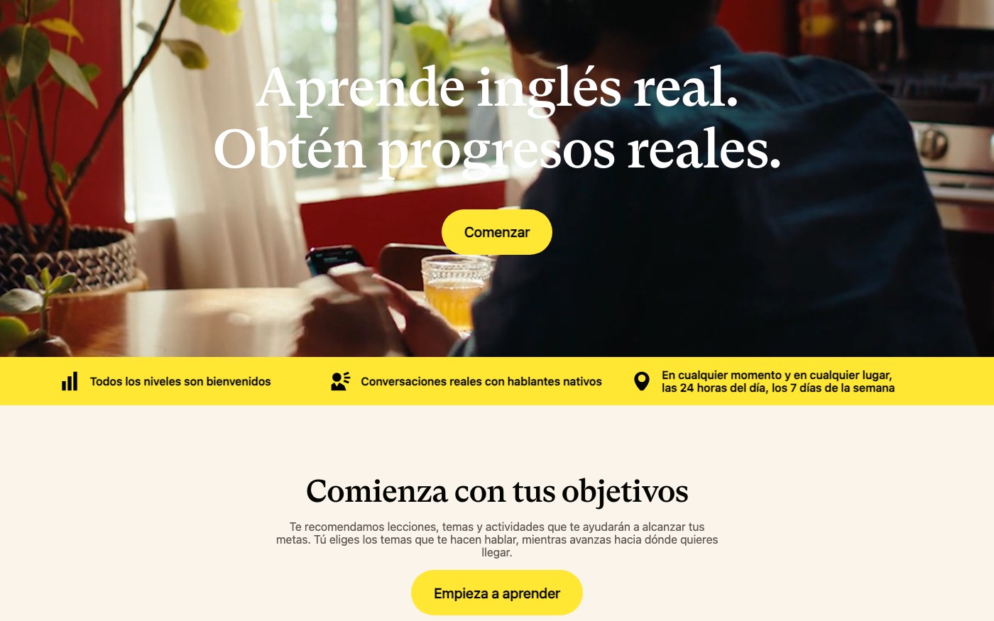 Captura limpia de la home oficial de Cambly
