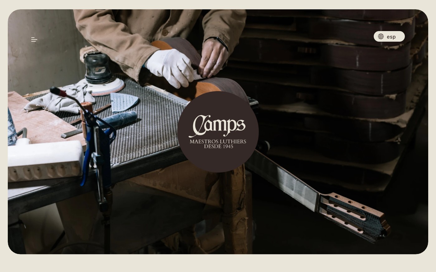 Captura de pantalla de la home de Camps Guitars