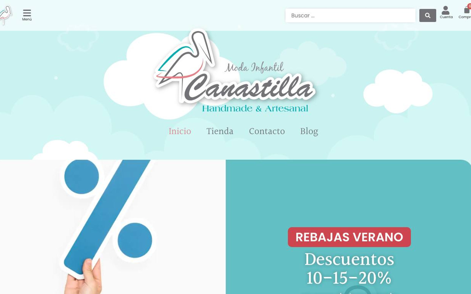 Captura de pantalla de la home de Canastilla.com.es