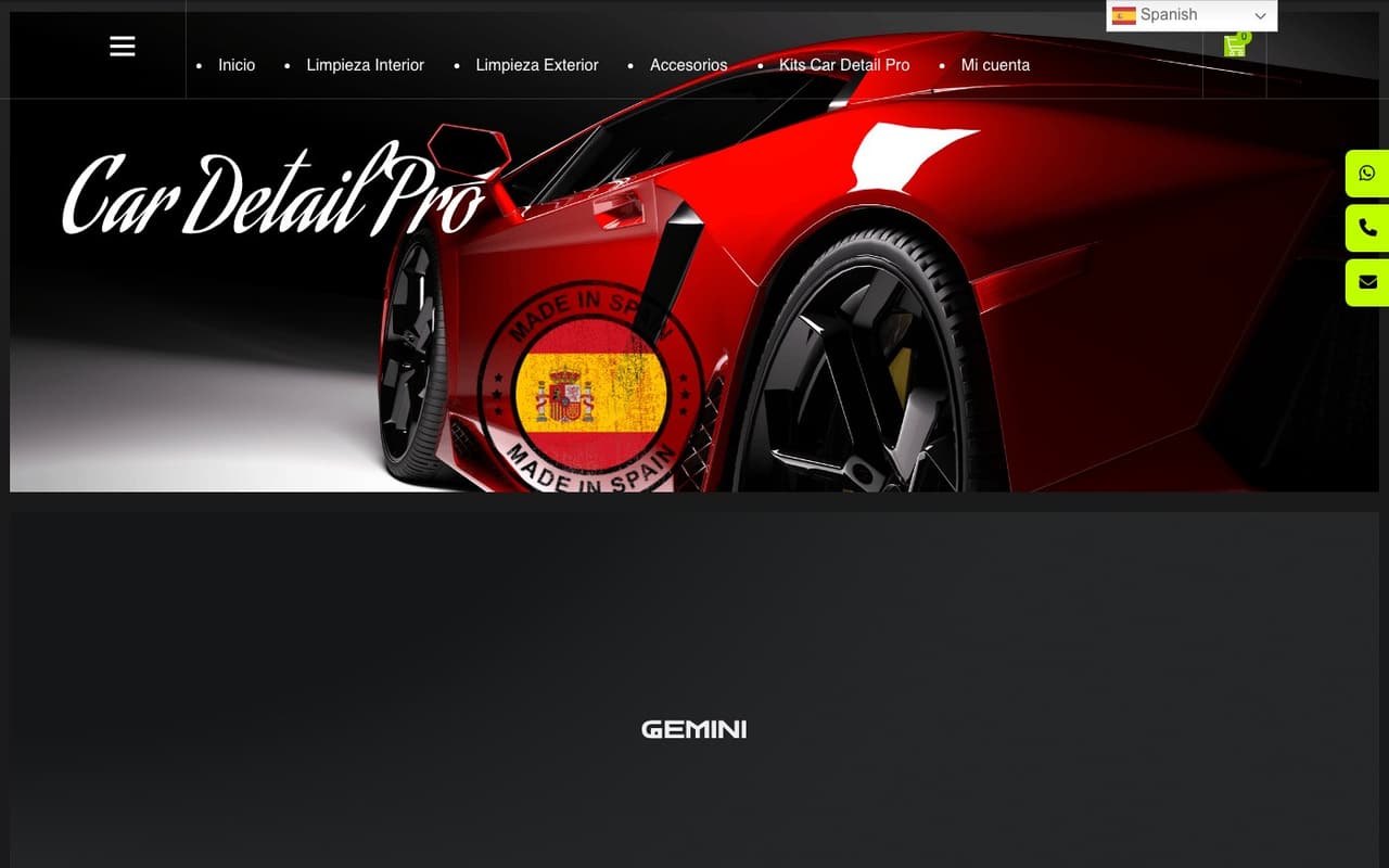 Captura limpia de la home oficial de Car Detail Pro