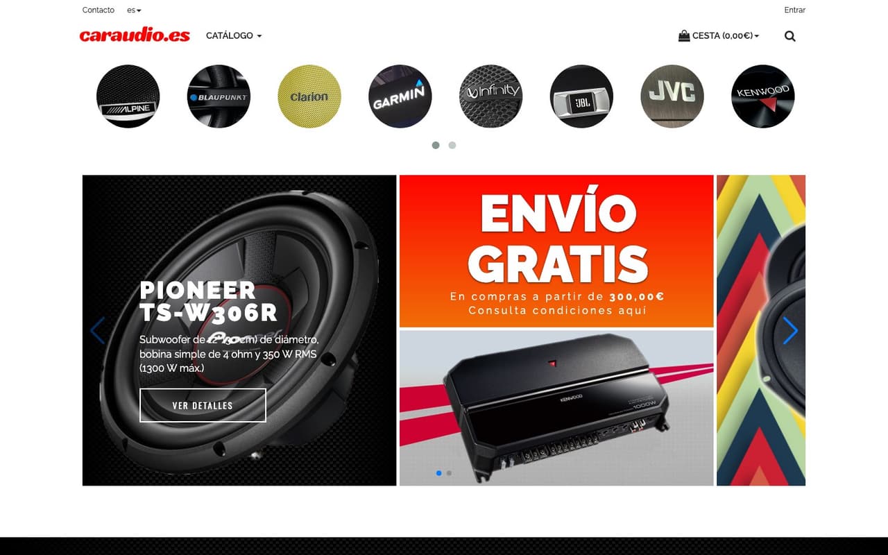 Captura de pantalla de la home de Caraudio.es