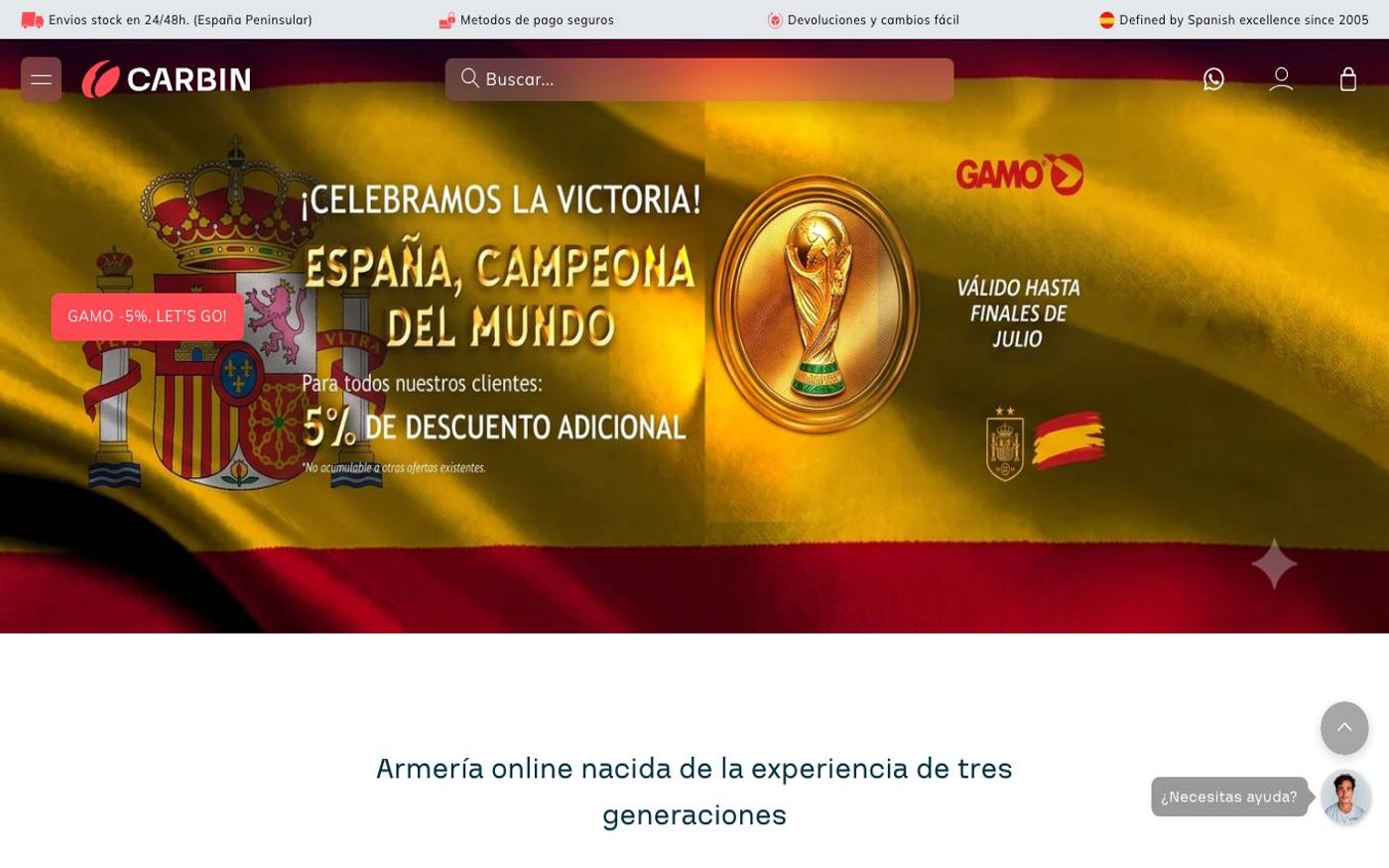 Captura limpia de la página de inicio de Carbin