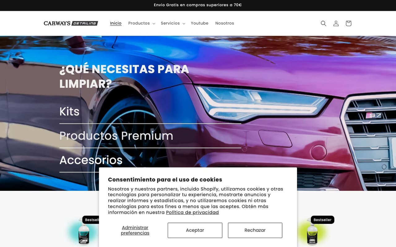 Captura limpia de la home oficial de Carways Detailing