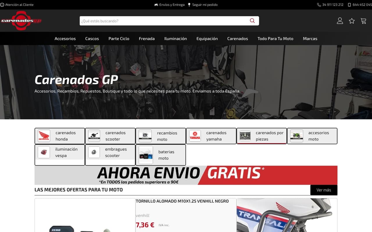 Captura de pantalla de la home de CarenadosGP