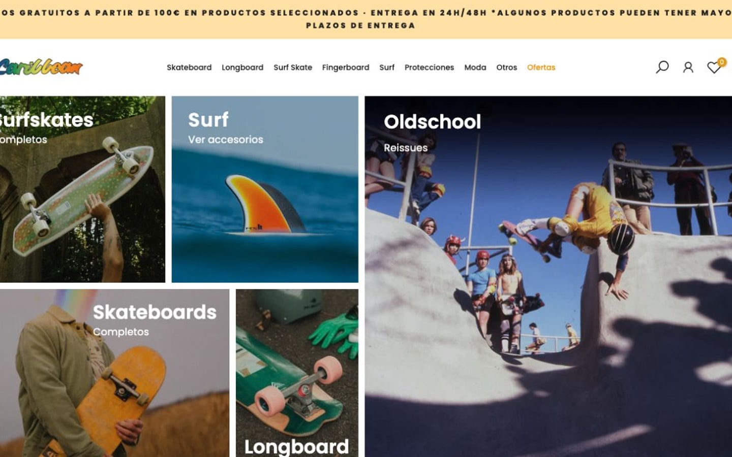 Captura limpia de la página de inicio oficial de Caribbean