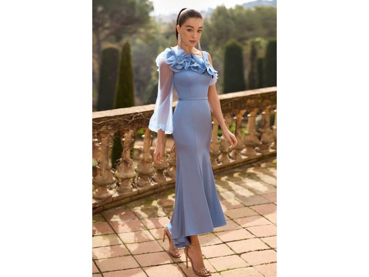 Vestido MARFIL BARCELONA Midi Asimétrico 1J1N3