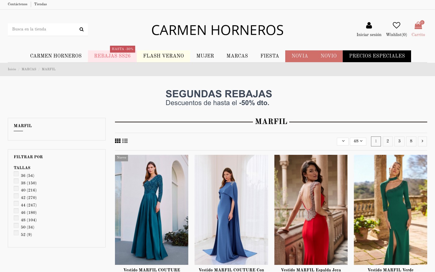 Captura de pantalla de la home de Carmen Horneros