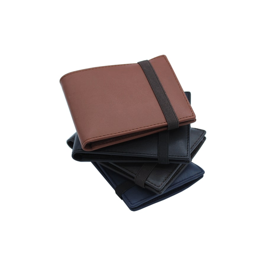 Cartera de piel con cierre de elastico
