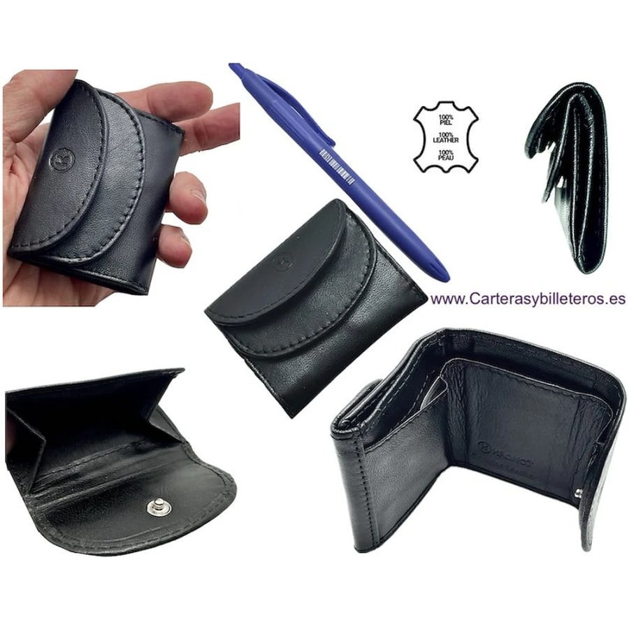 Mini cartera monedero billetero de piel Kronos
