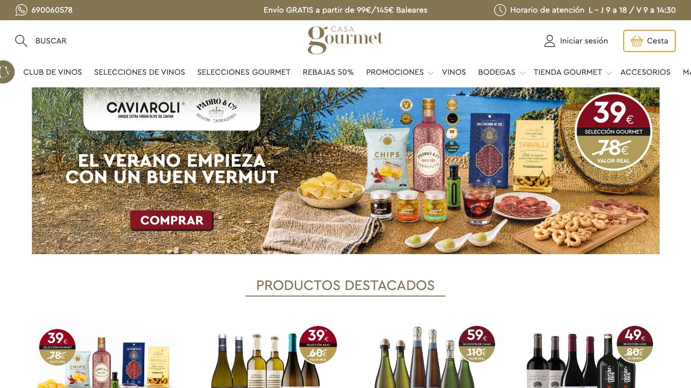 Captura limpia de la home de Casa Gourmet