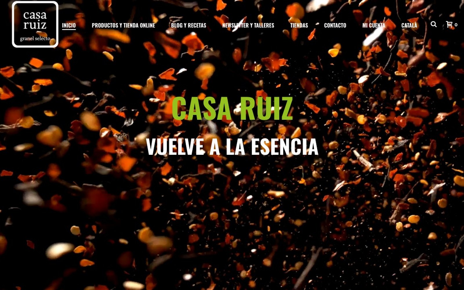 Captura de pantalla de la home de Casa Ruiz