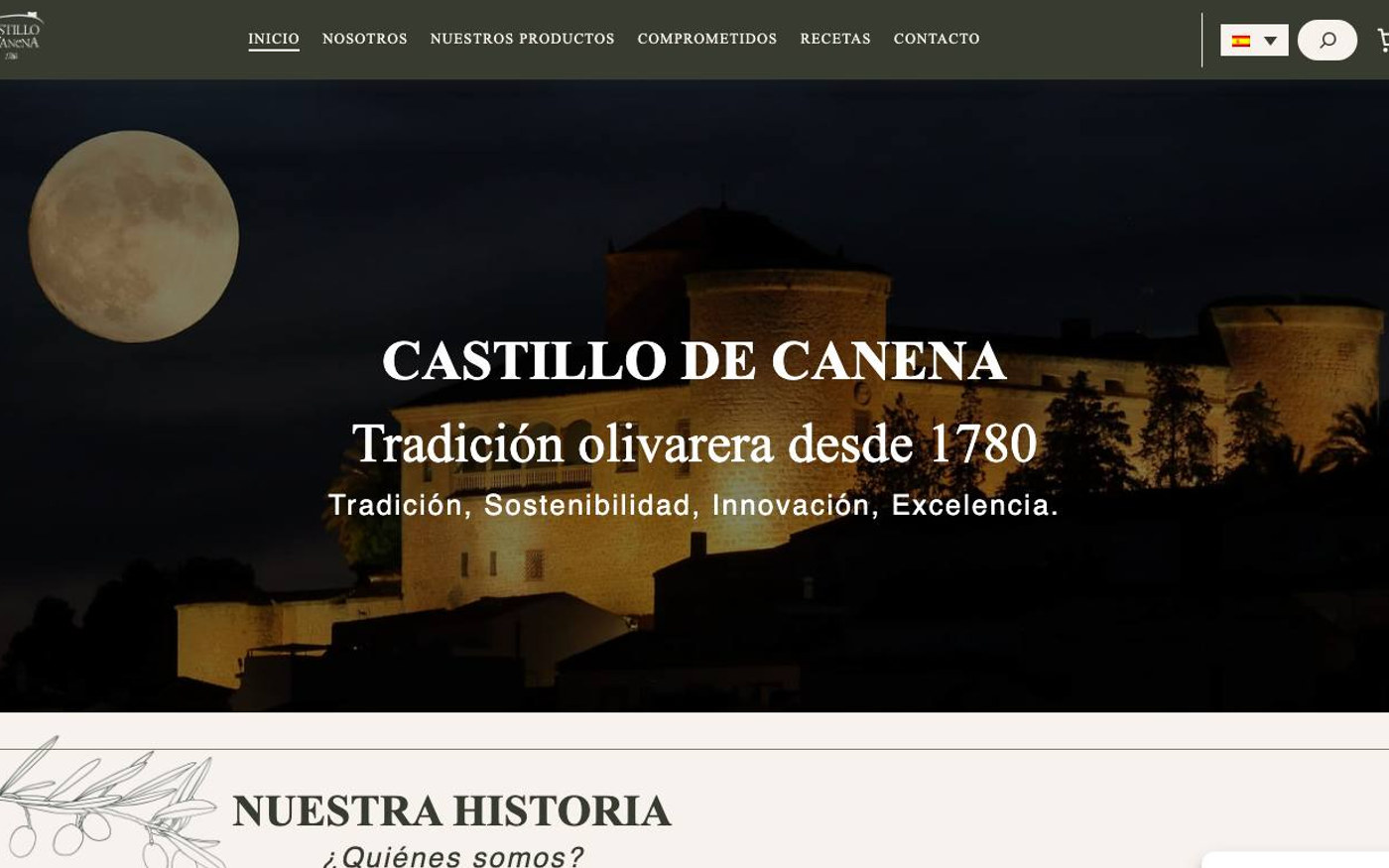 Captura de pantalla de la home de Castillo de Canena