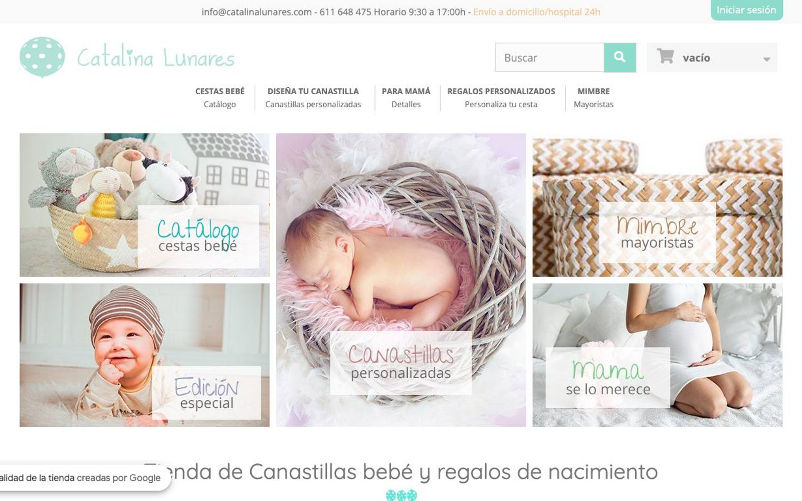 Captura de pantalla de la home de Catalina Lunares