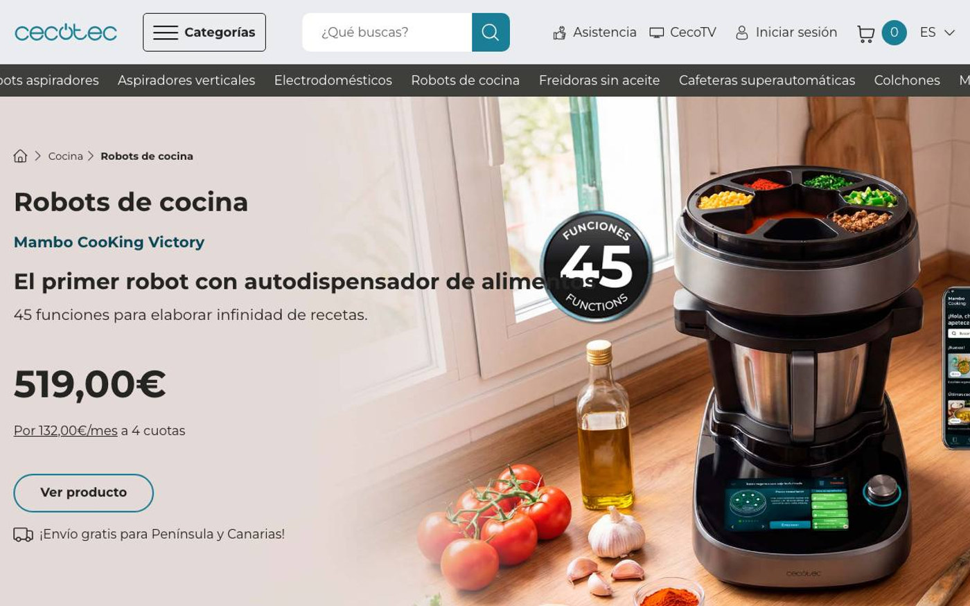 Captura limpia de la home oficial de Cecotec