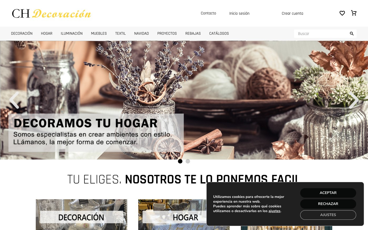 Captura limpia de la home oficial de CH Decoración