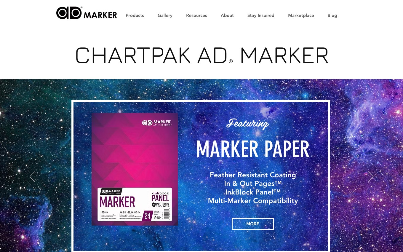 Captura de pantalla de la home de Chartpak AD Marker