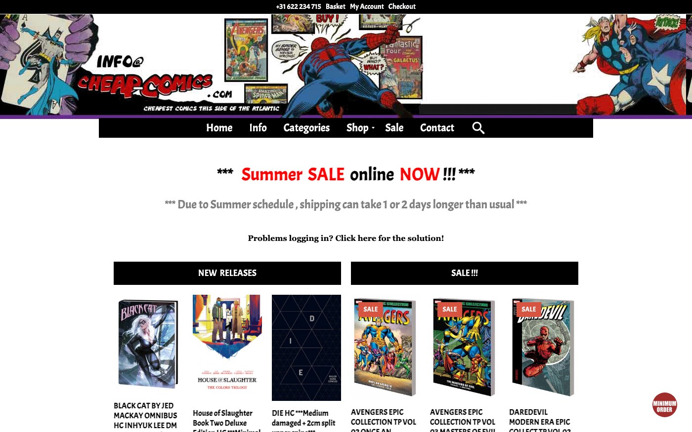 Captura de pantalla de la home de Cheap-Comics.com
