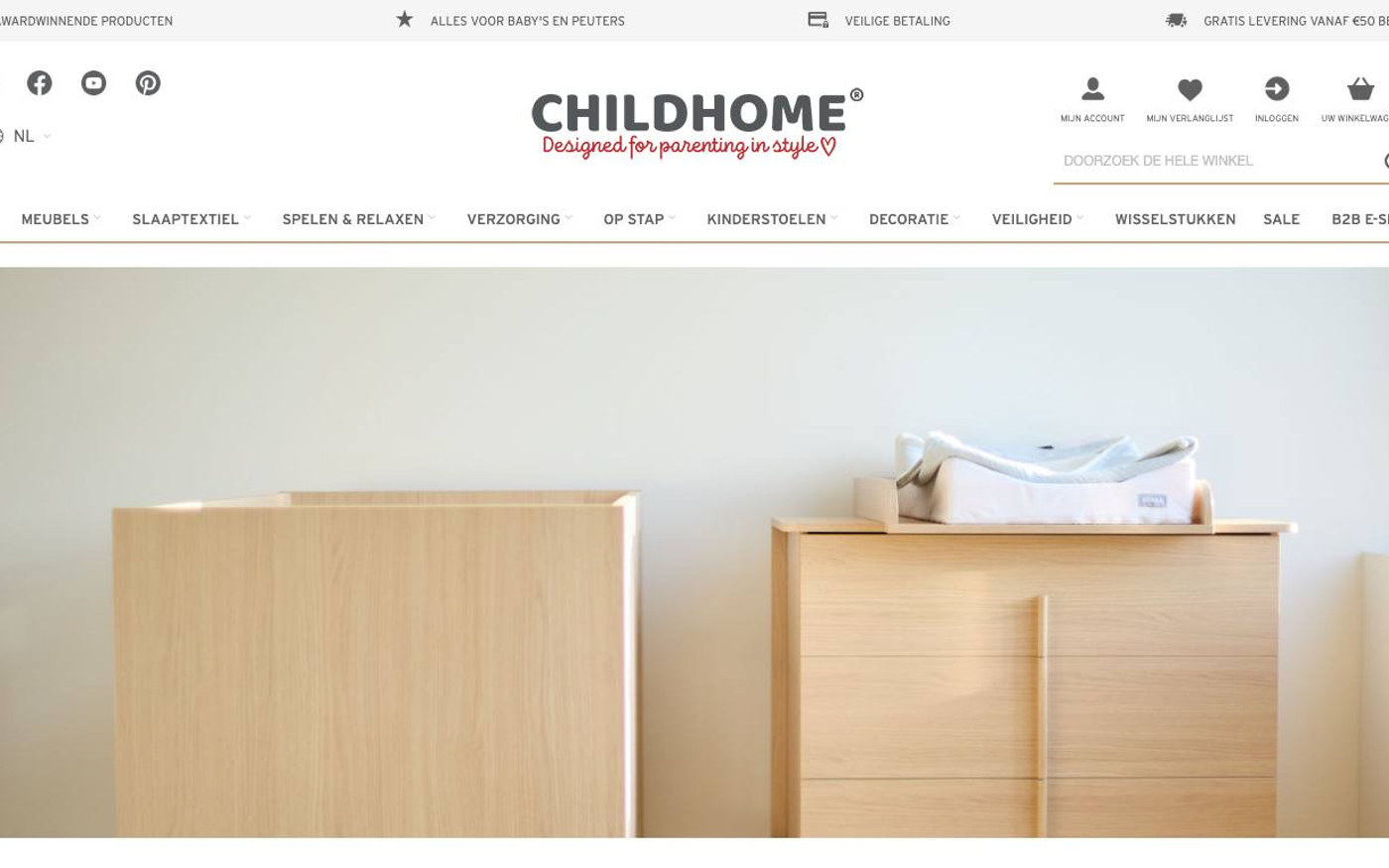 Captura de pantalla de la home de Childhome