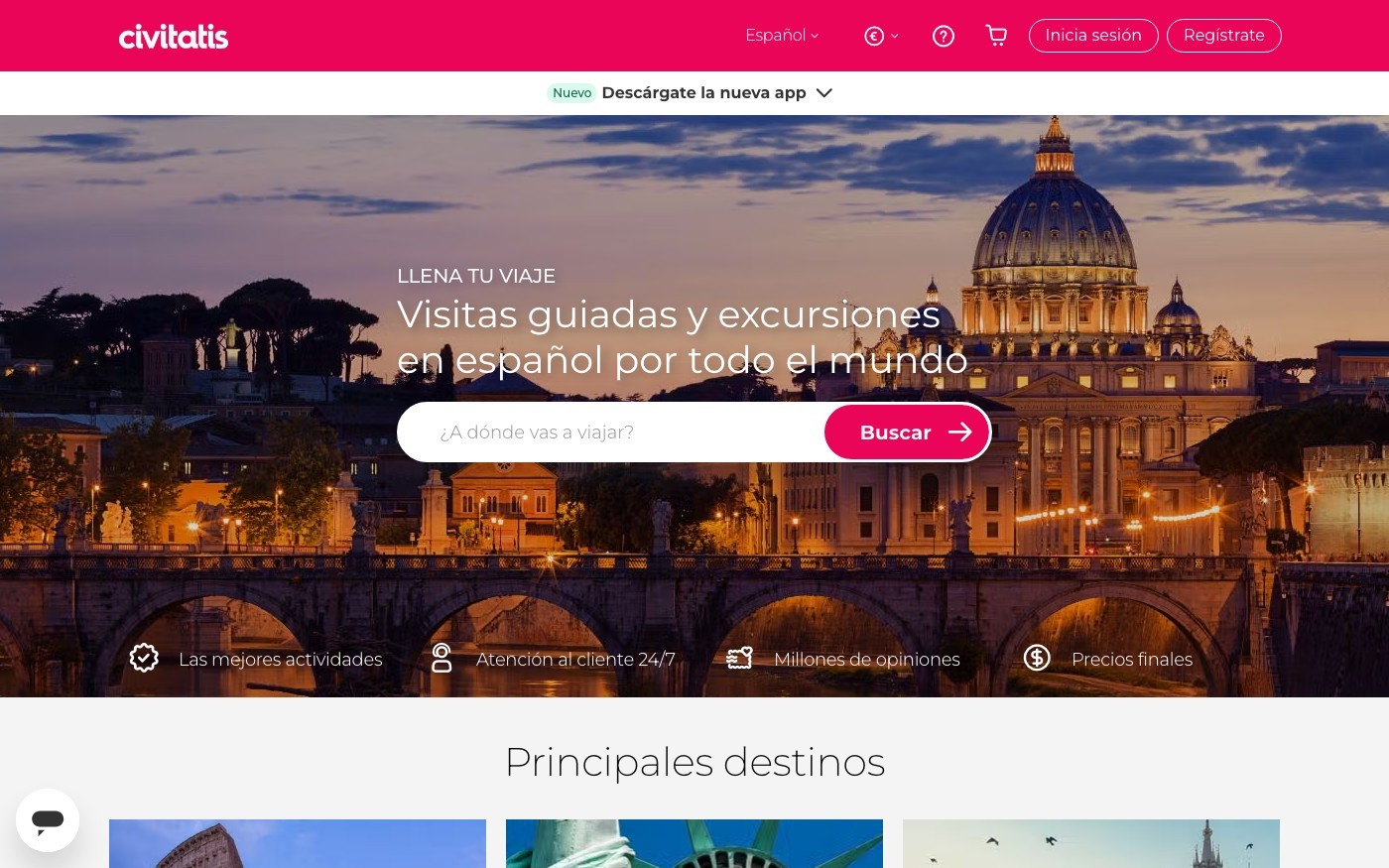 Captura limpia de la home oficial de Civitatis