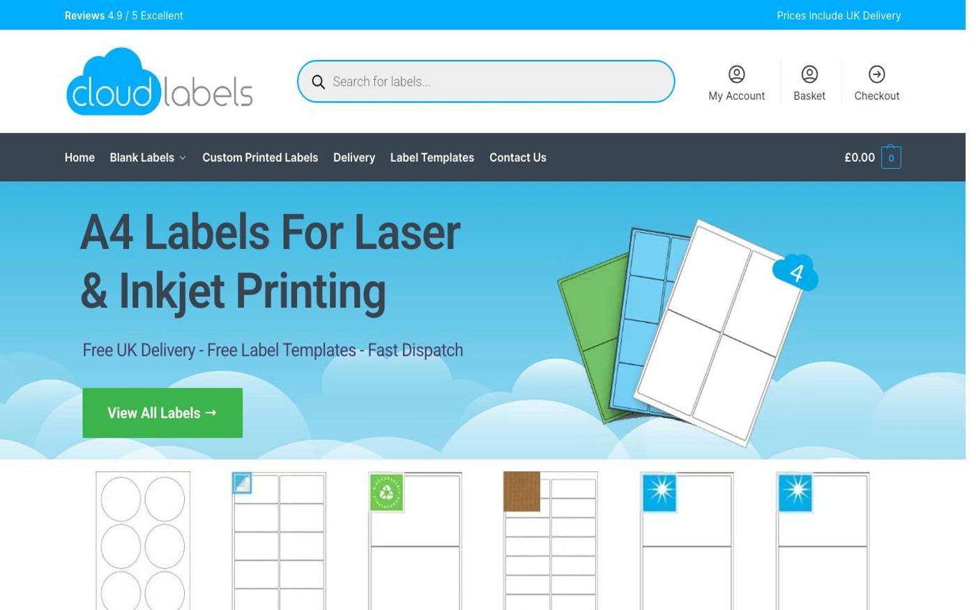 Captura limpia de la home oficial de Cloud Labels