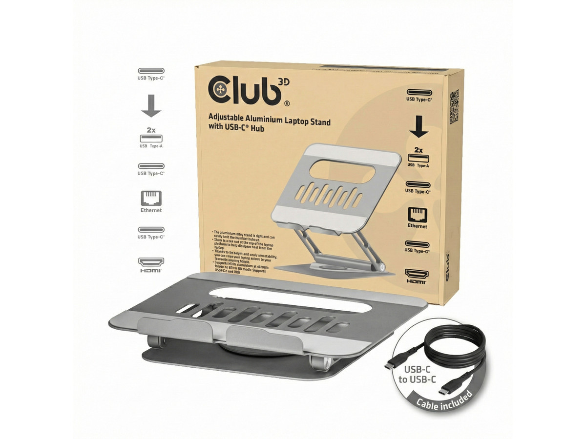 Soporte de aluminio con hub USB-C