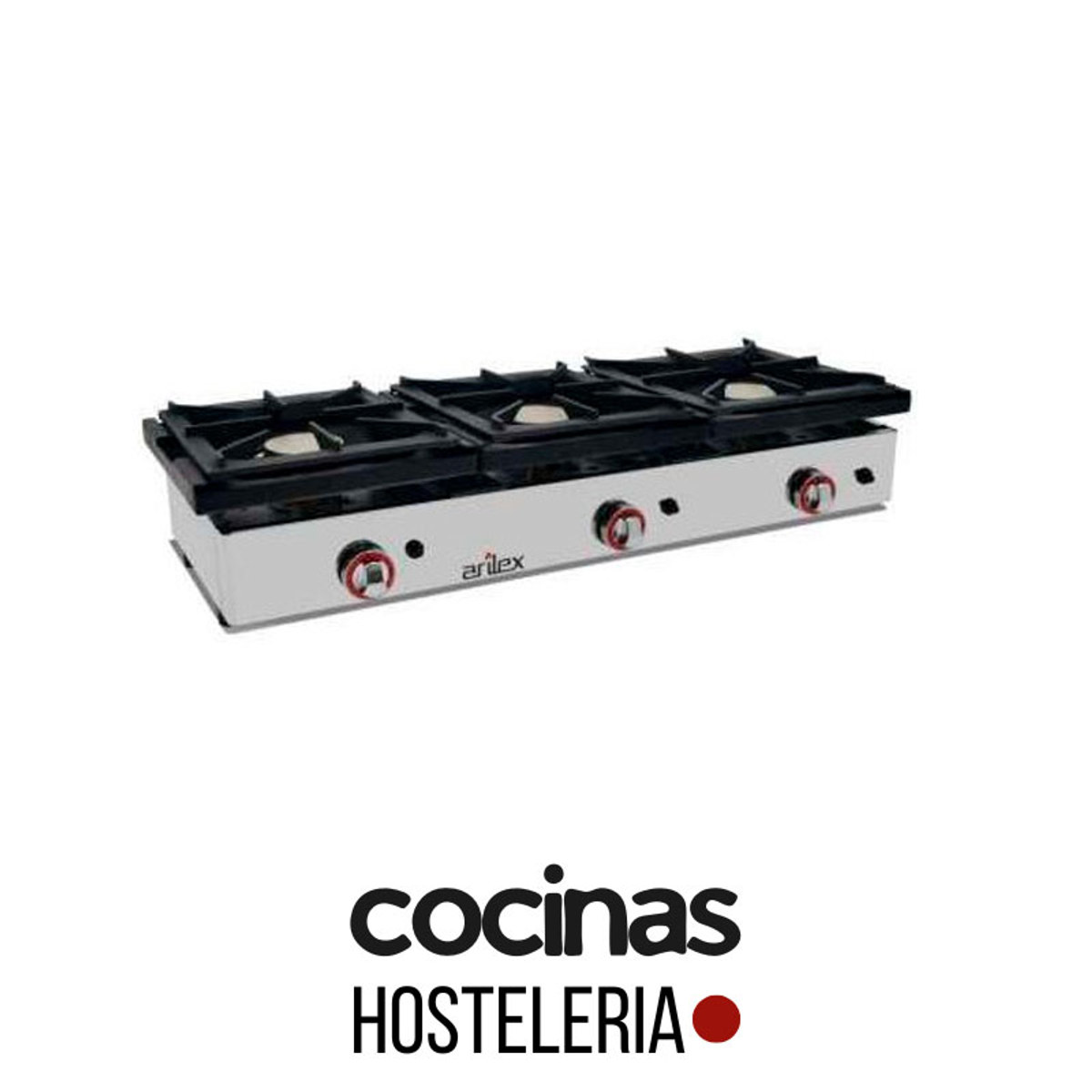 Cocina a gas sobremesa 3 fuegos 120x45x24