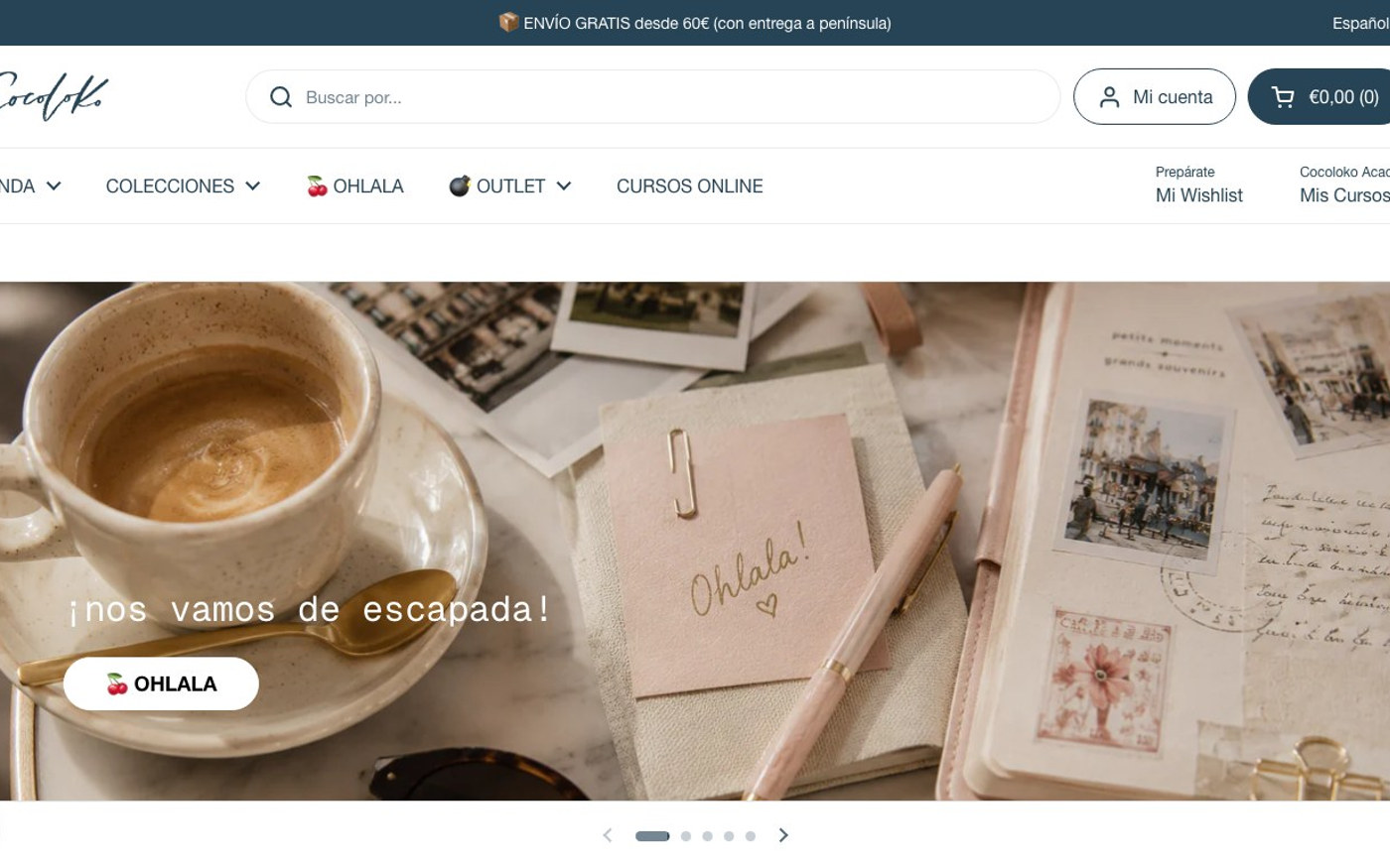 Captura de pantalla de la home de Cocoloko