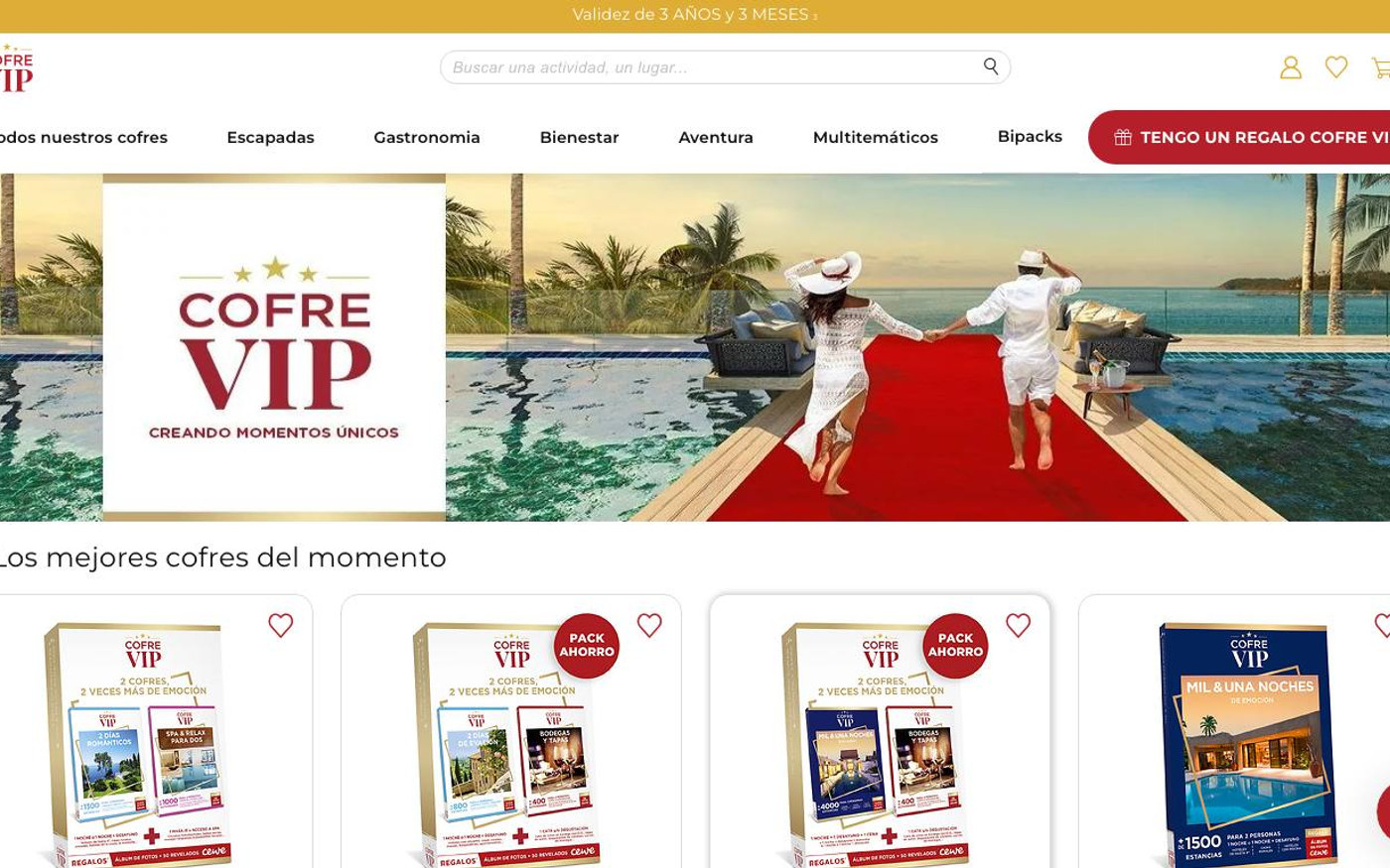 Captura de pantalla de la home de CofreVIP