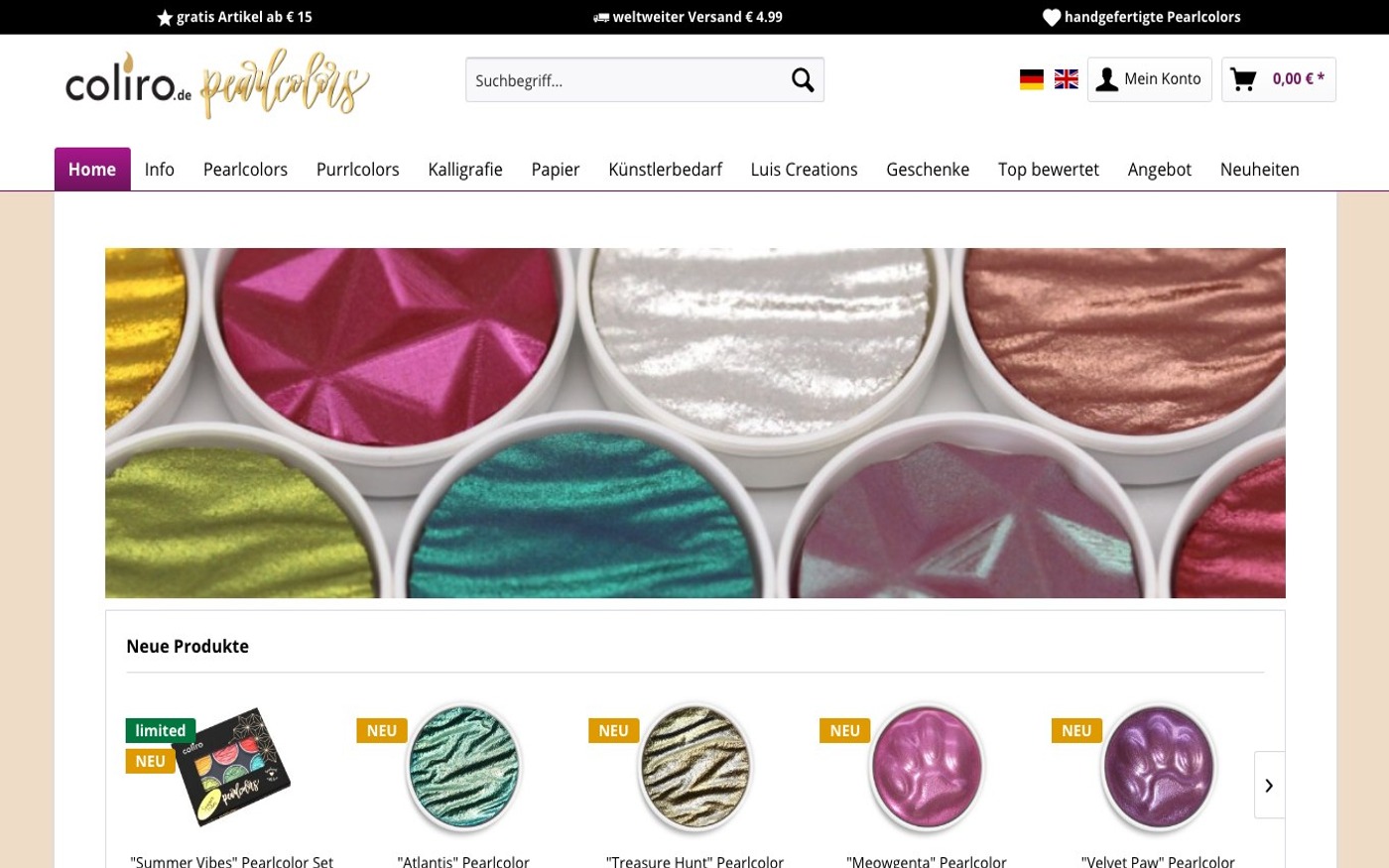 Captura de pantalla de la home de Coliro