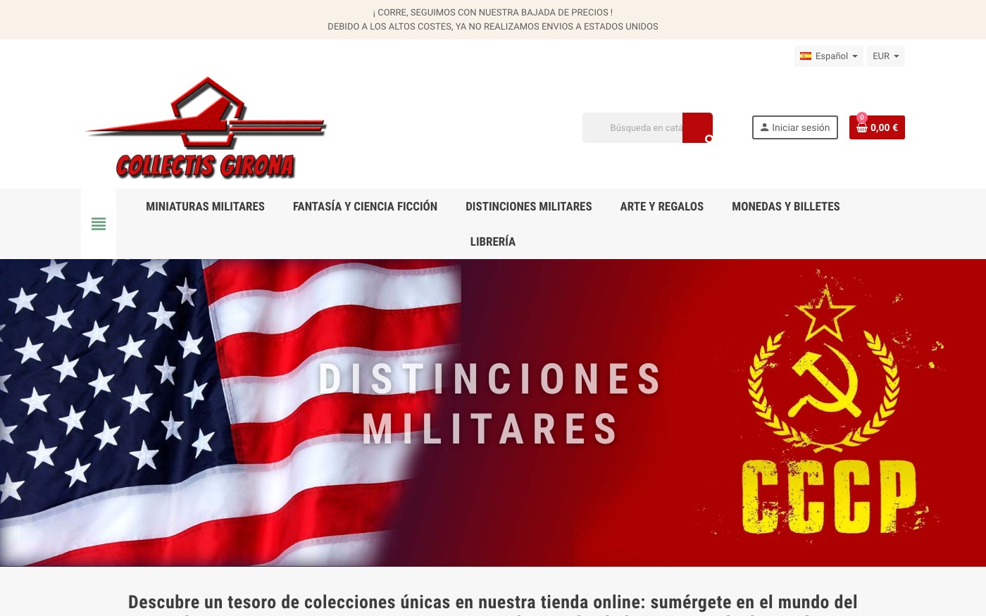 Captura de pantalla de la home de Collectis Girona