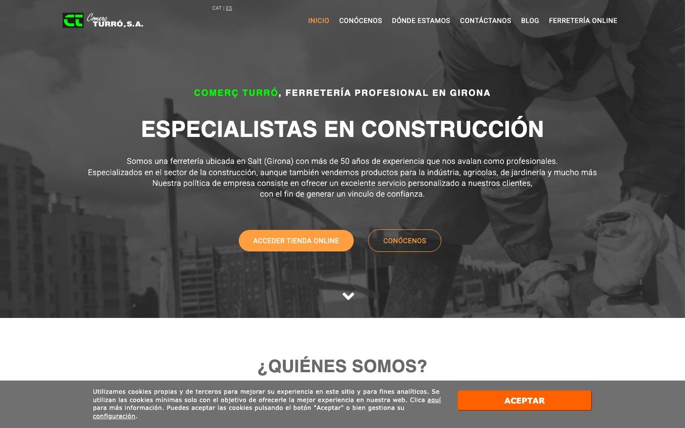 Captura limpia de la home oficial de Comercturro