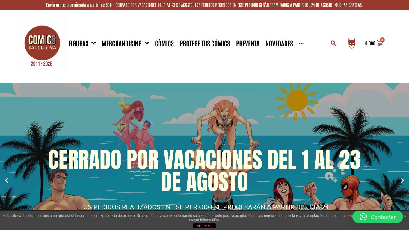 Captura limpia de la home de Comics Barcelona