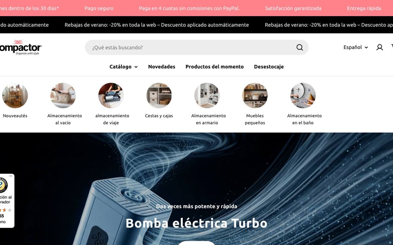 Captura limpia de la home oficial de Compactor