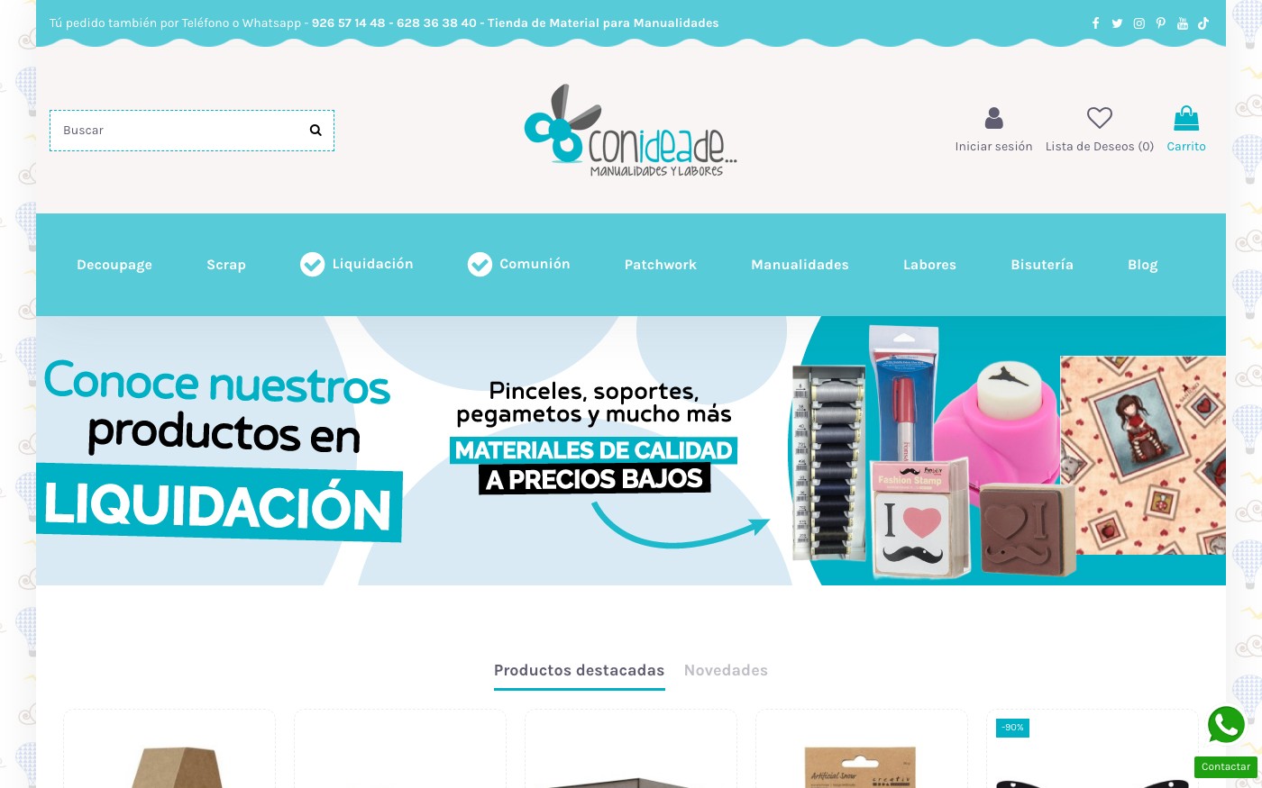 Captura de pantalla de la home de Con Idea de