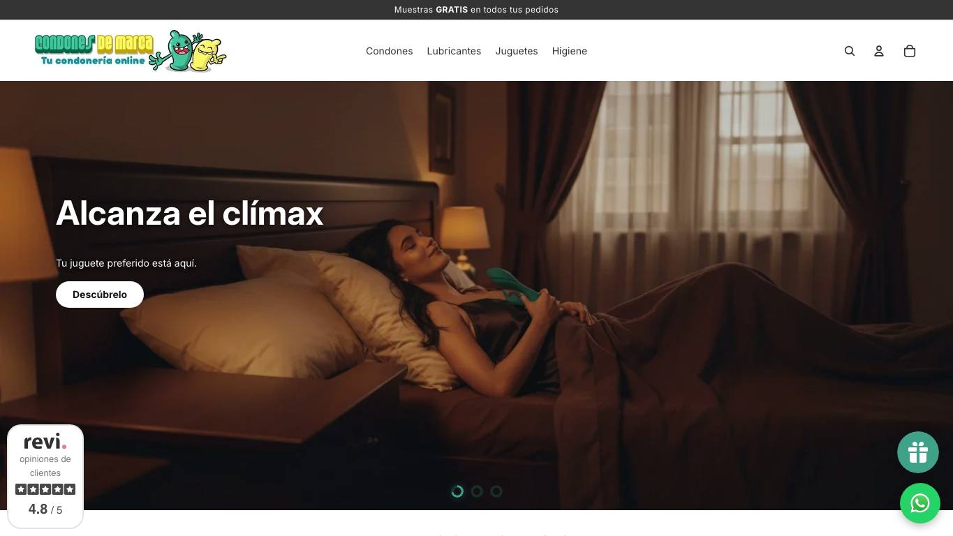 Captura de pantalla de la home de CondonesDeMarca