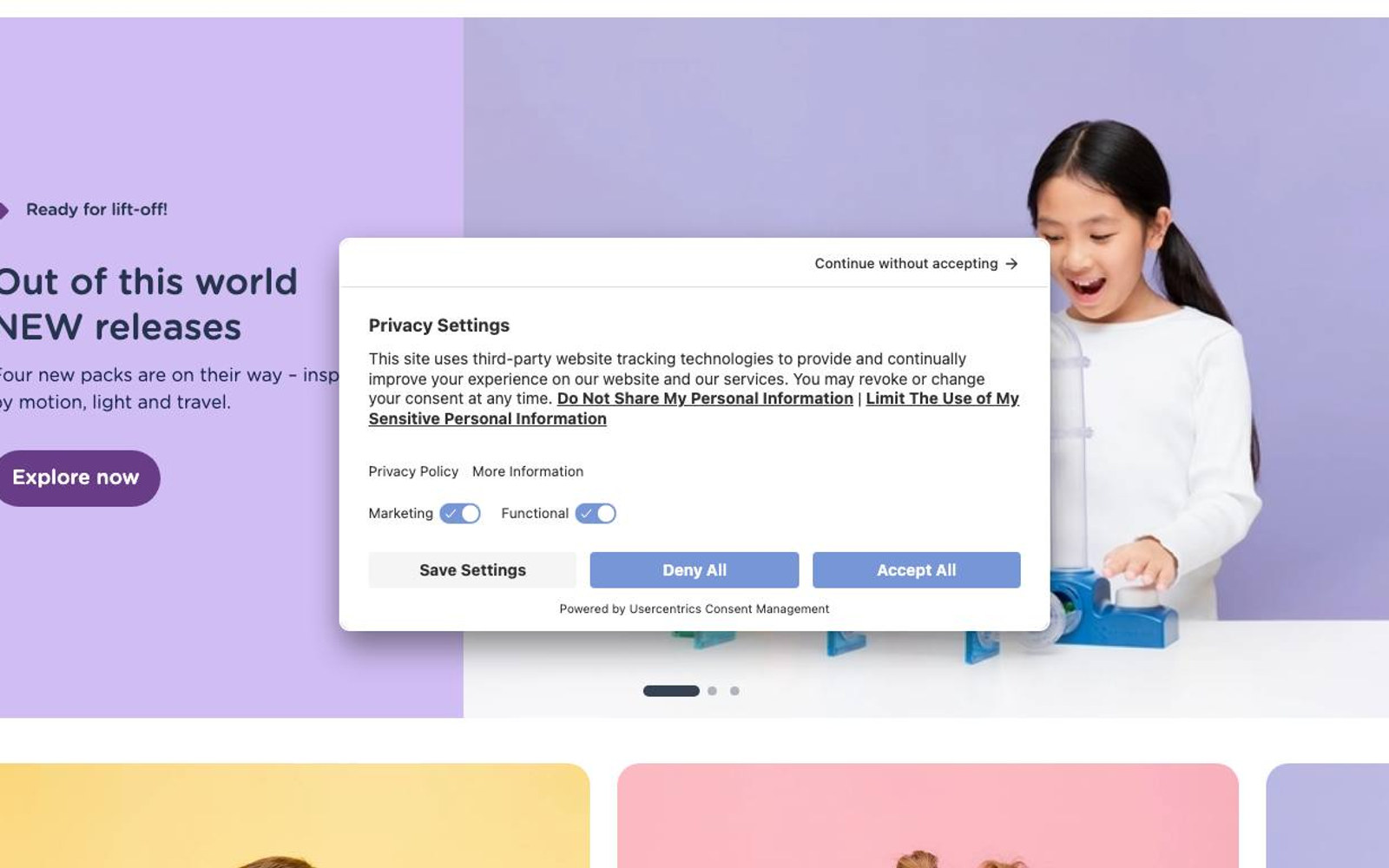 Captura de pantalla de la home de Connetix Tiles