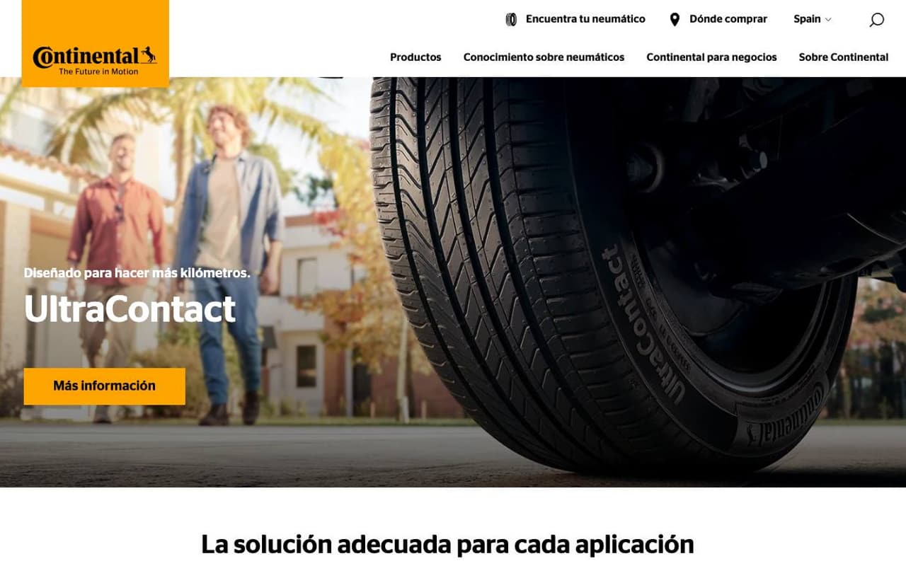 Captura limpia de la home oficial de Continental Neumáticos