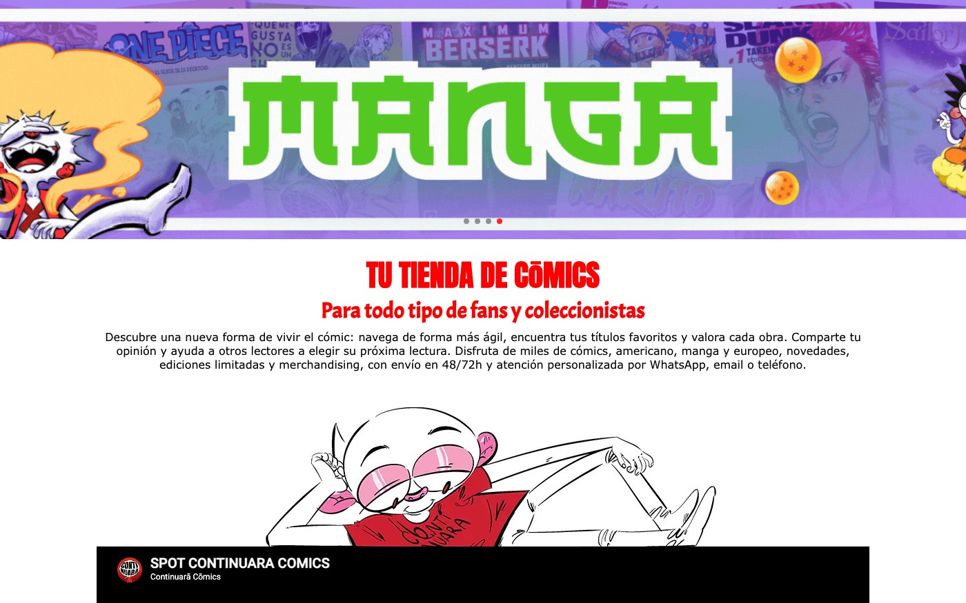 Captura limpia de la home oficial de Continuará Comics