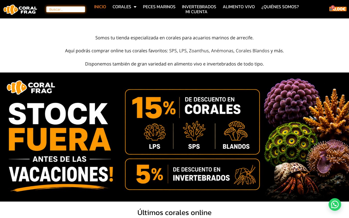 Captura limpia de la home oficial de CoralFrag