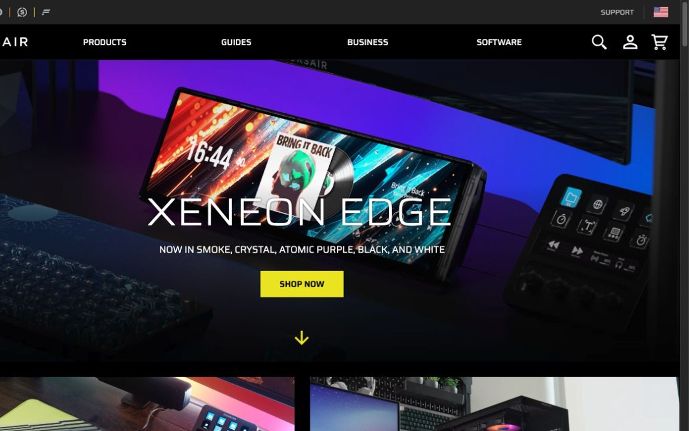 Captura de pantalla de la home de Corsair