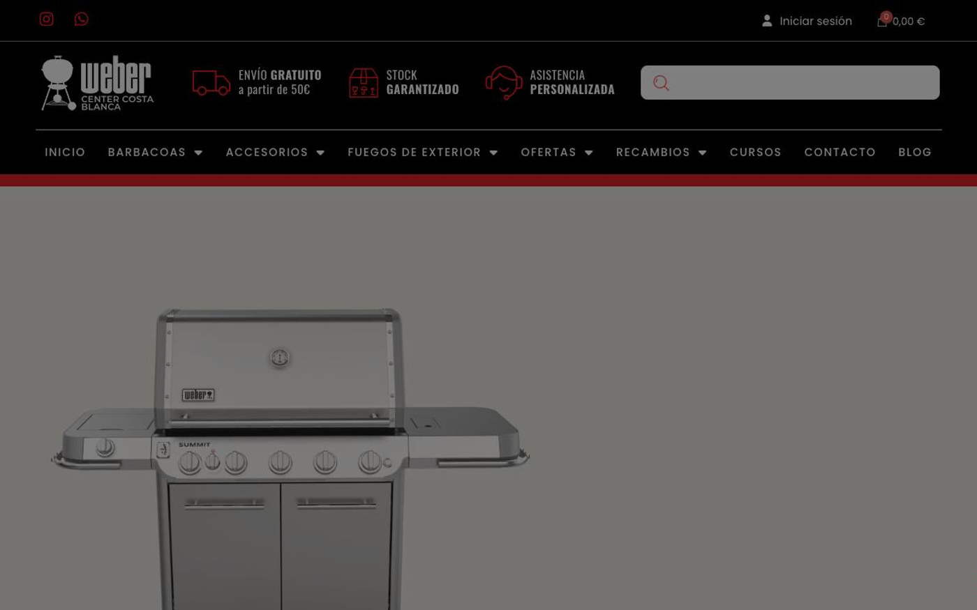 Captura limpia de la home oficial de Costa Blanca Weber Center