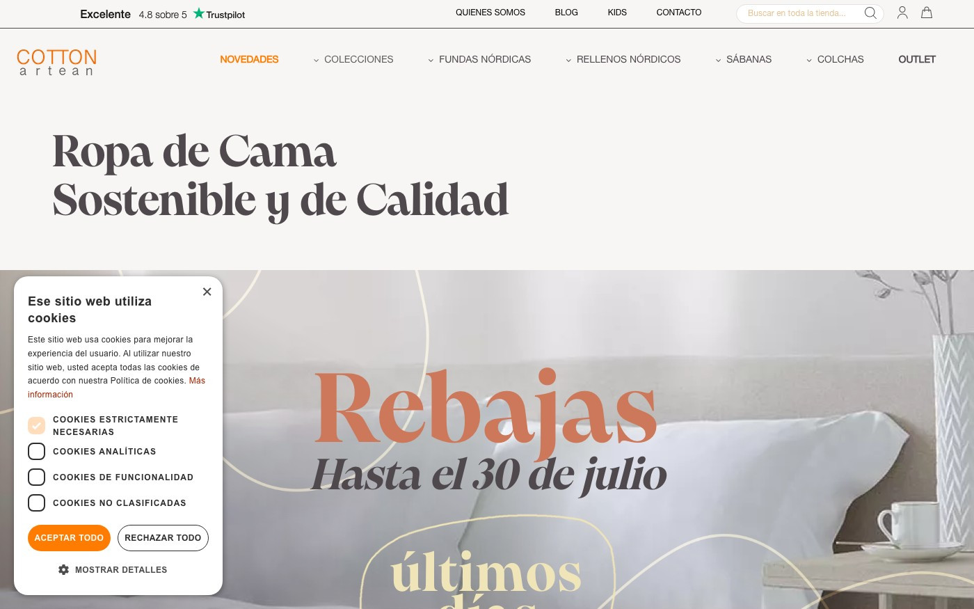 Captura limpia de la home oficial de Cotton Artean