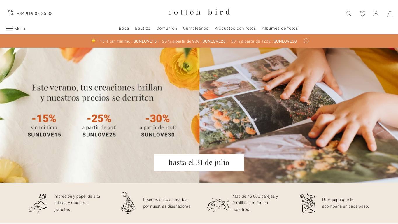 Captura de pantalla de la home de Cotton Bird