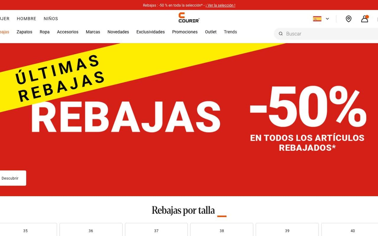 Captura limpia de la home oficial de Courir