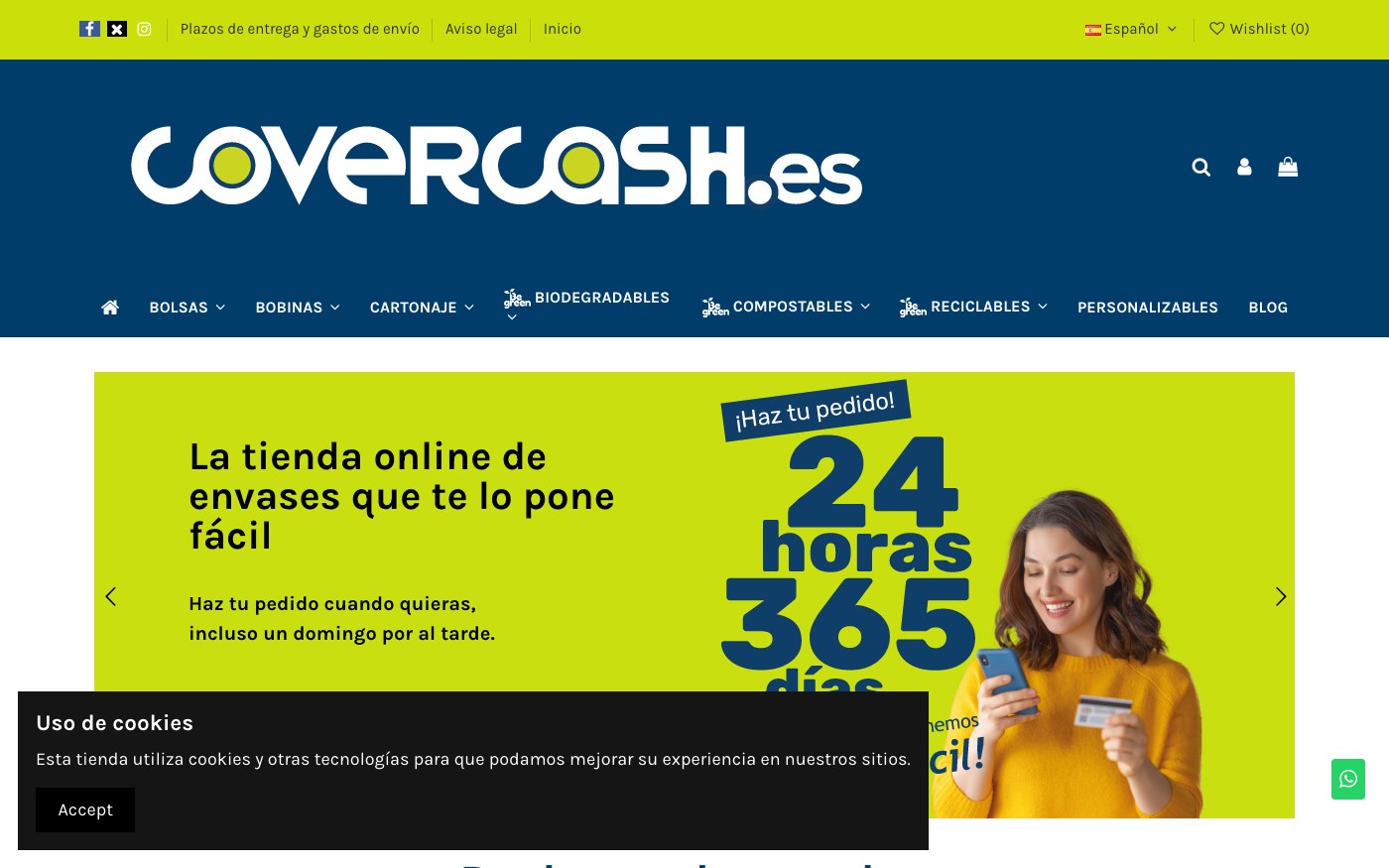Captura limpia de la home oficial de Covercash