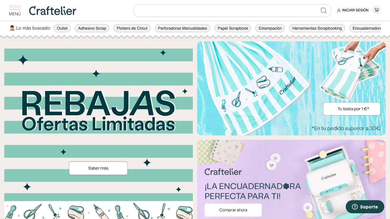 Captura limpia de la home oficial de Craftelier