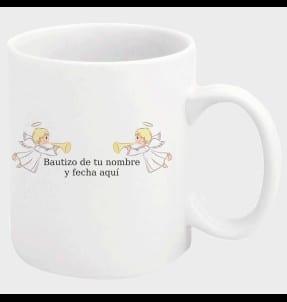 Tazas con diseños editables para bautizos